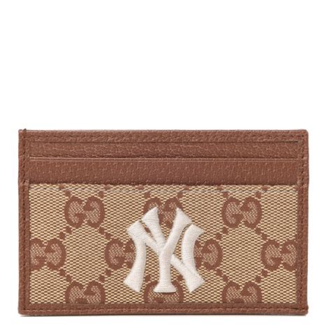 gucci yankee card holder|GUCCI X MLB GG Monogram NY Yankees Card Holder Beige.